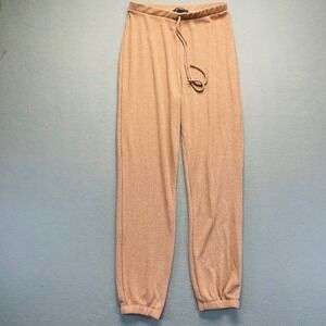 Forever 21 Women Joggers Tan Ribbed Knit Size Large Cozy Loungewear Pants